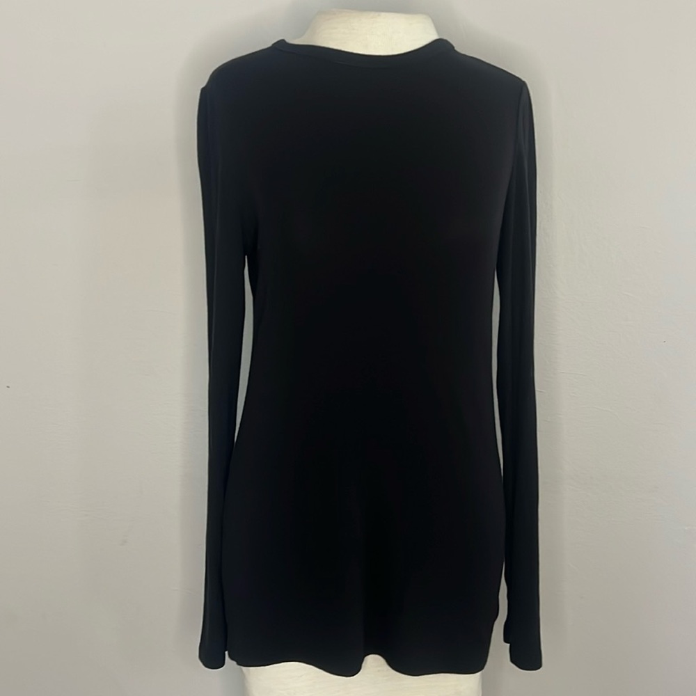 Halogen Black Long Sleeve Ribbed Top
